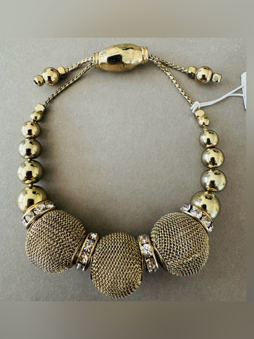 Gold Tone Mesh Beaded Bracelet